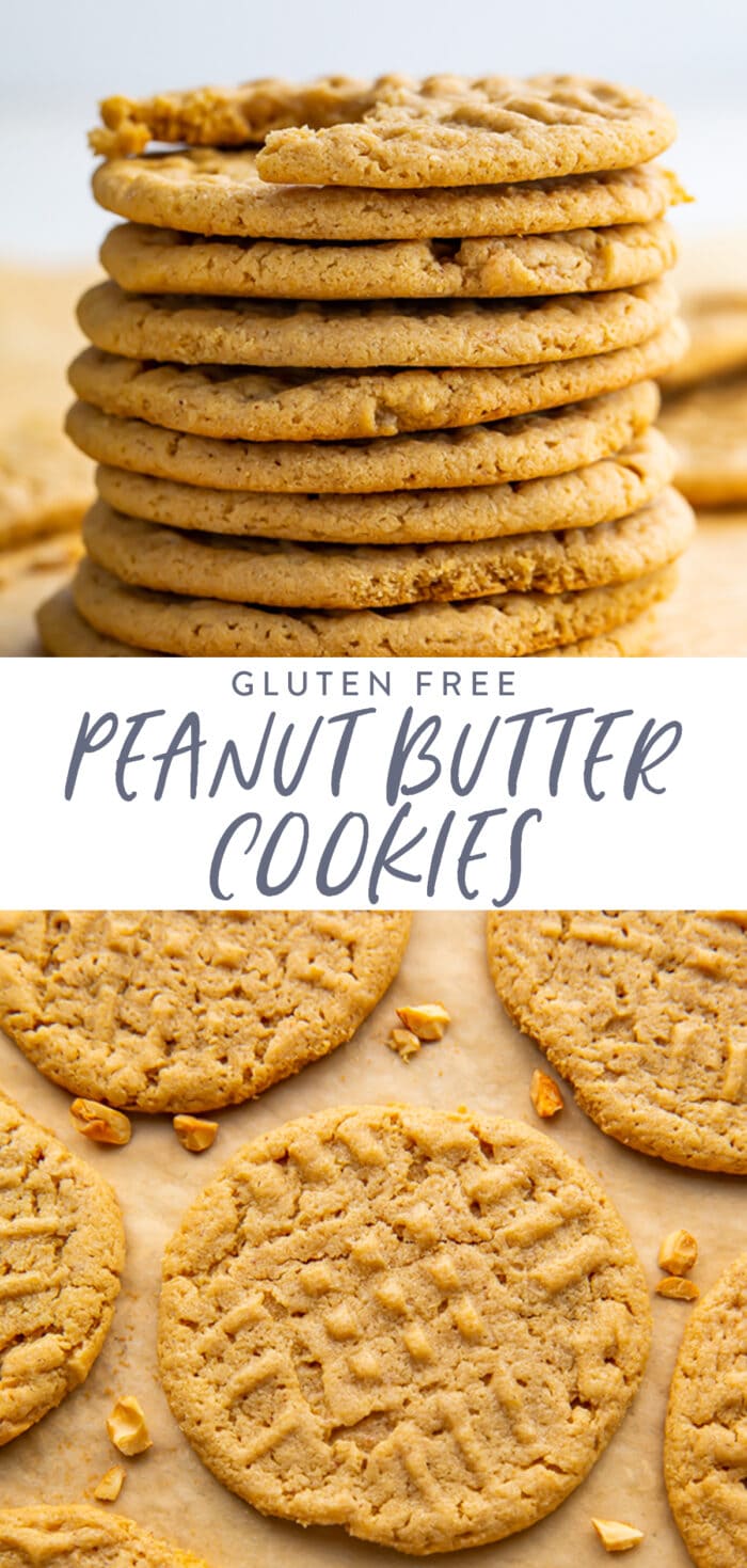 Pin graphic for gluten free peanut butter cookies