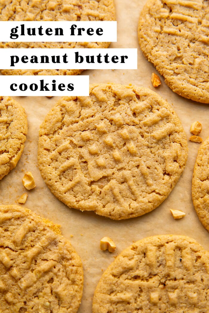 Pin graphic for gluten free peanut butter cookies