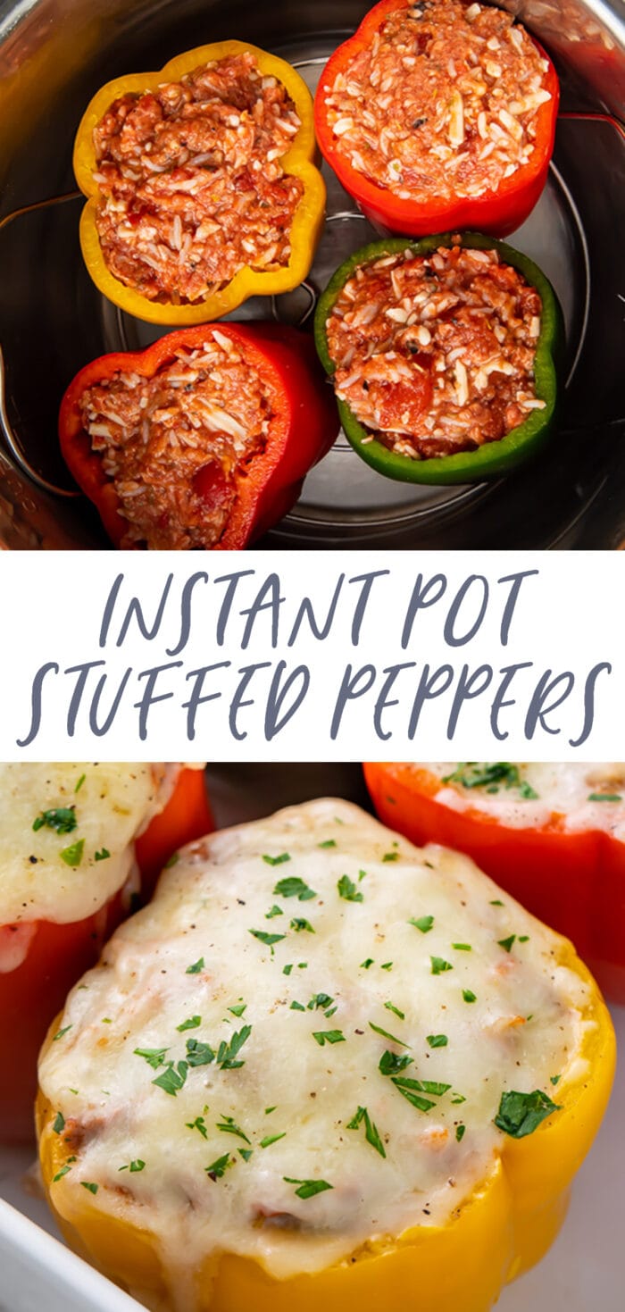 Pin graphic for Instant Pot stuffed peppers