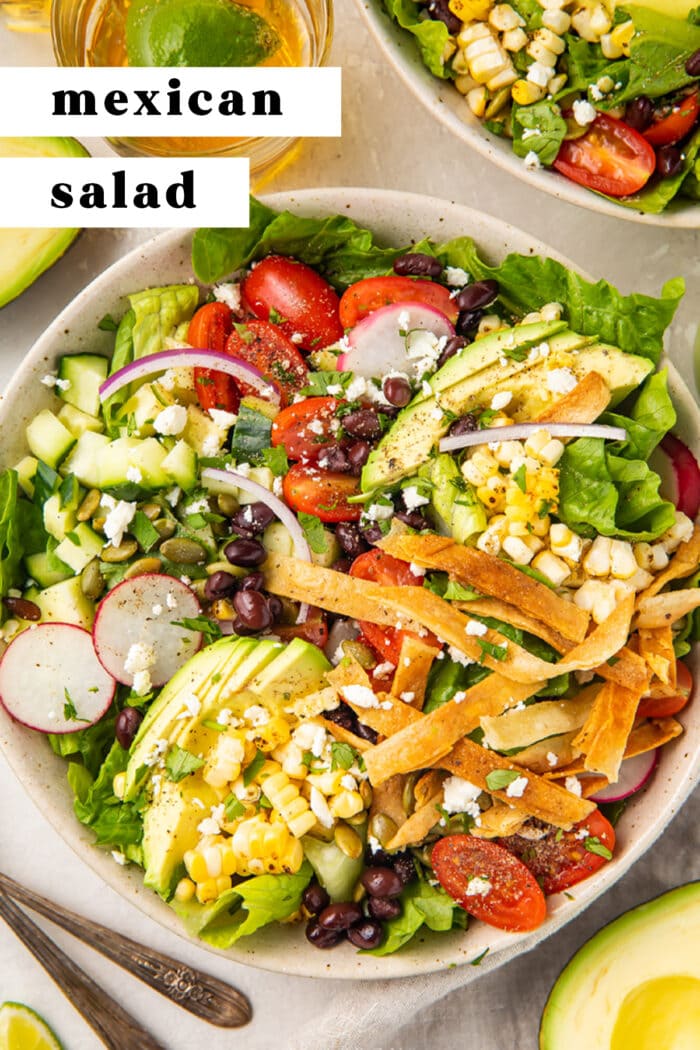 Pin graphic for Mexican salad