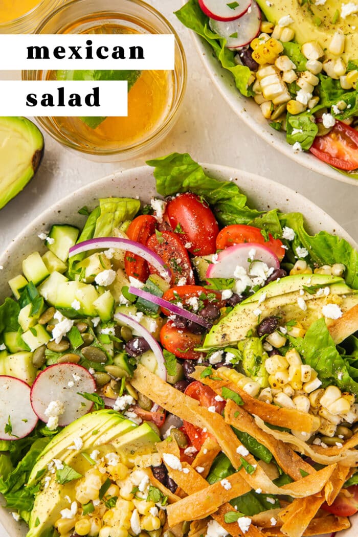 Pin graphic for Mexican salad