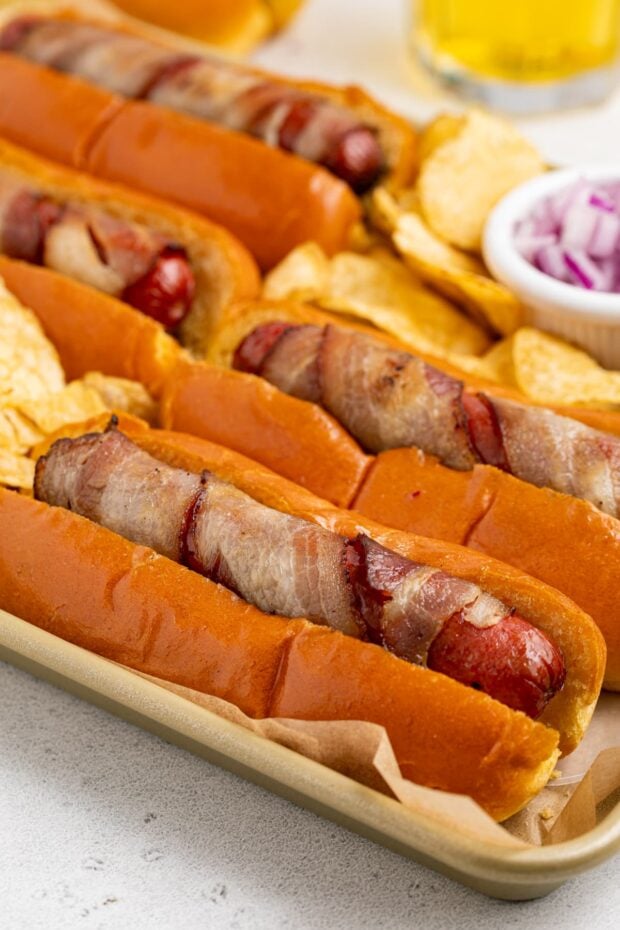 Bacon Wrapped Hot Dogs - 40 Aprons
