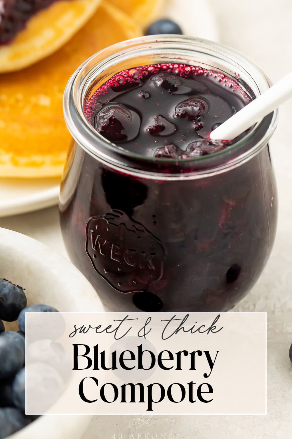 Pin graphic for blueberry compote.