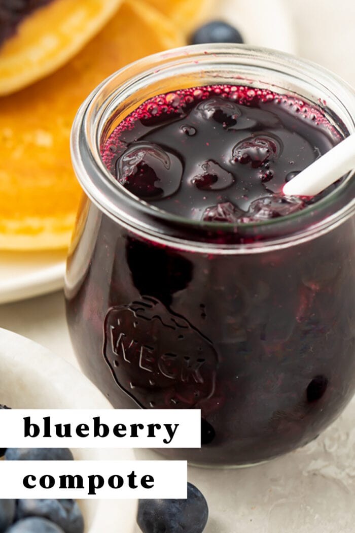 Pin graphic for blueberry compote