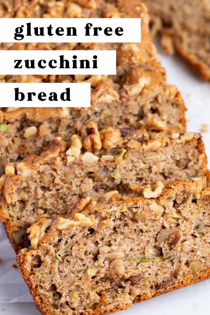 Pin graphic for gluten free zucchini bread