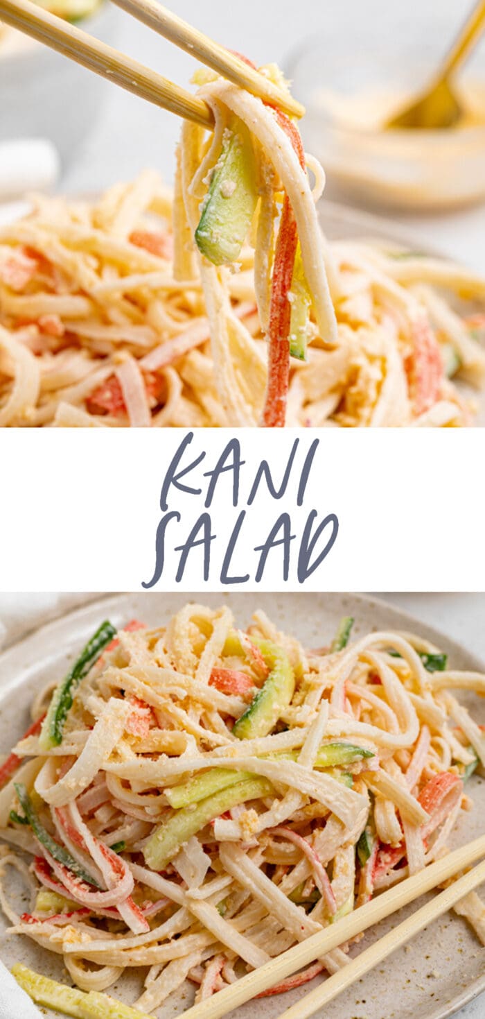 Pin graphic for kani salad