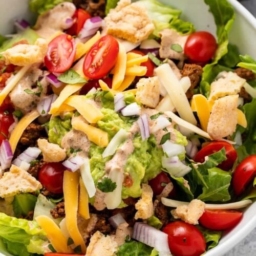 Close up photo of keto taco salad