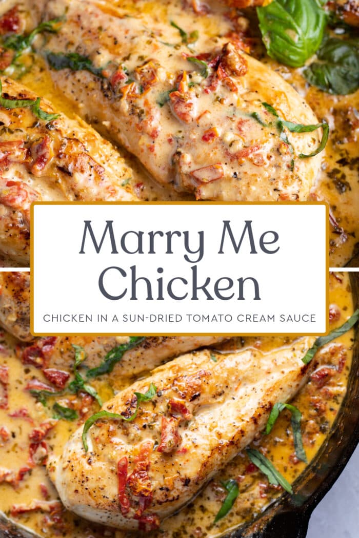 Pin graphic for marry me chicken