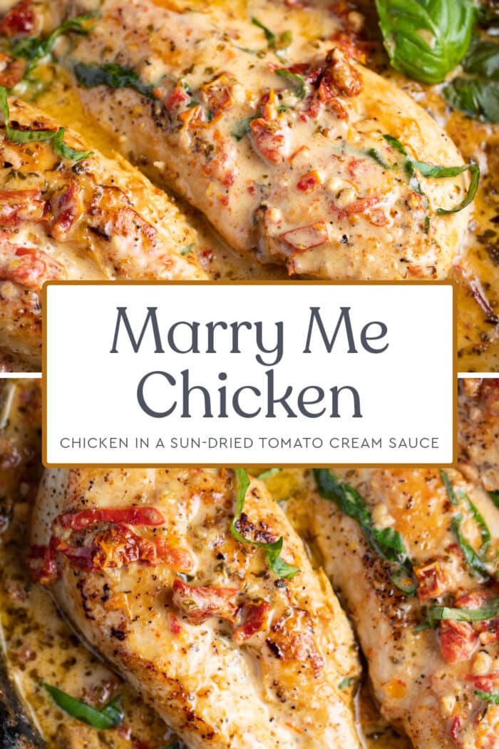 Pin graphic for marry me chicken
