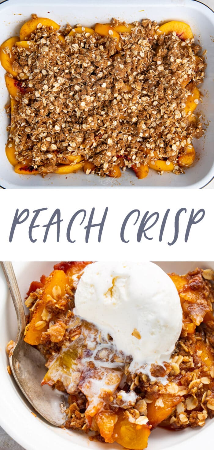 Pin graphic for peach crisp