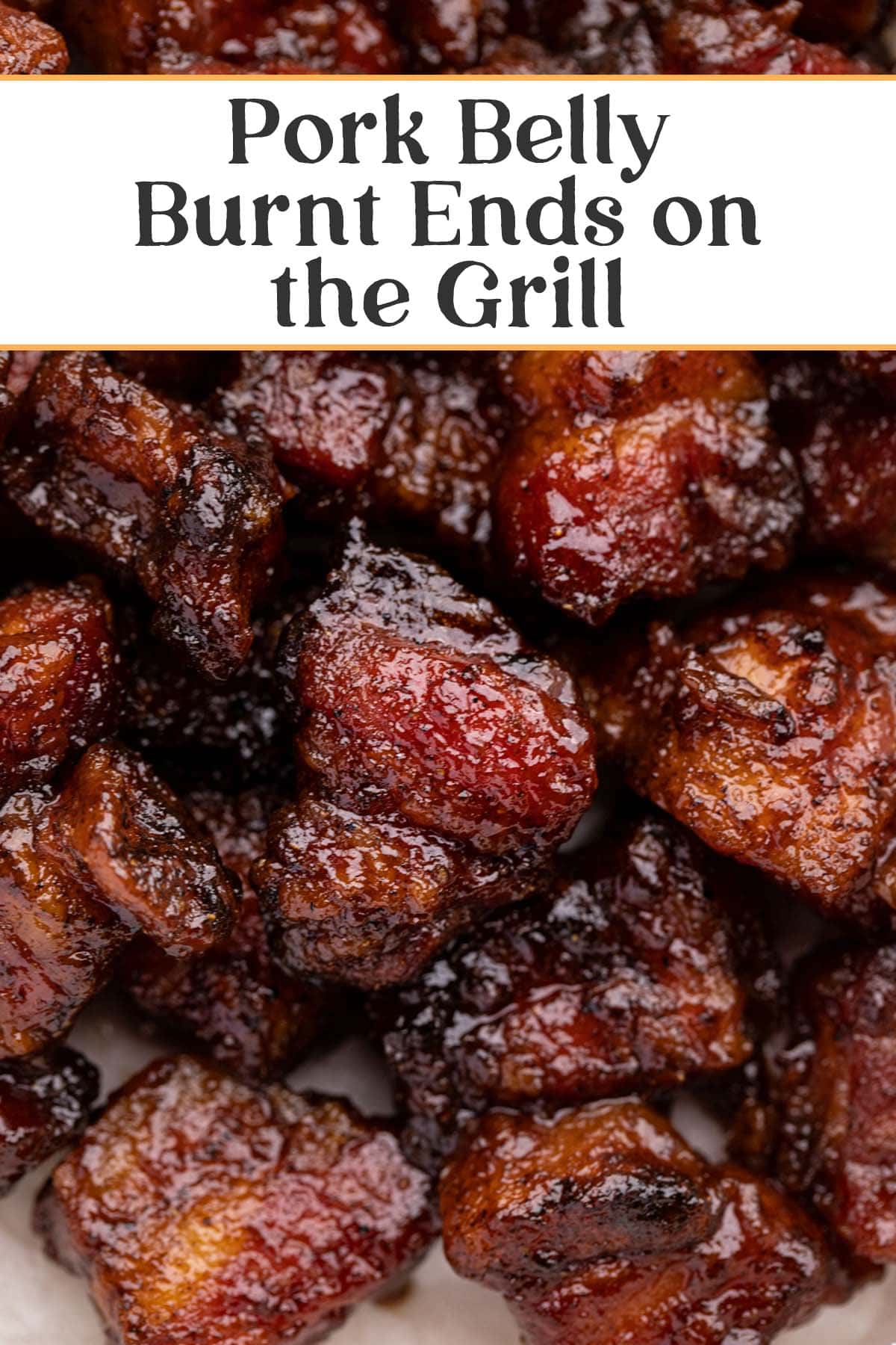 Pin graphic for pork belly burnt ends.