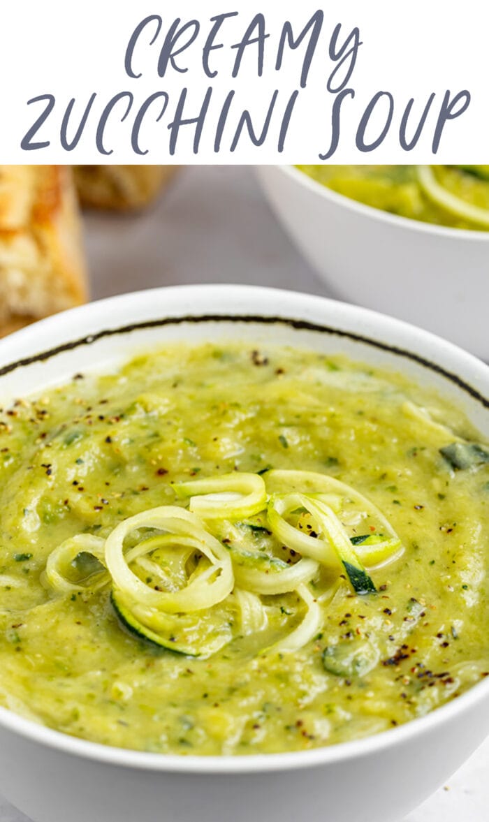 Pin graphic for zucchini soup