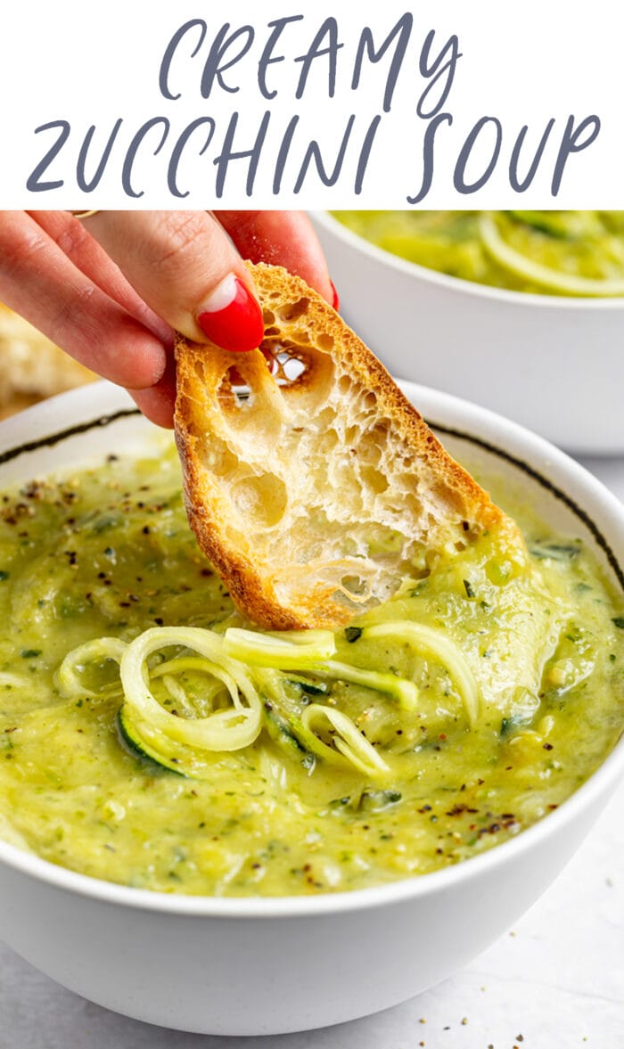 Pin graphic for zucchini soup