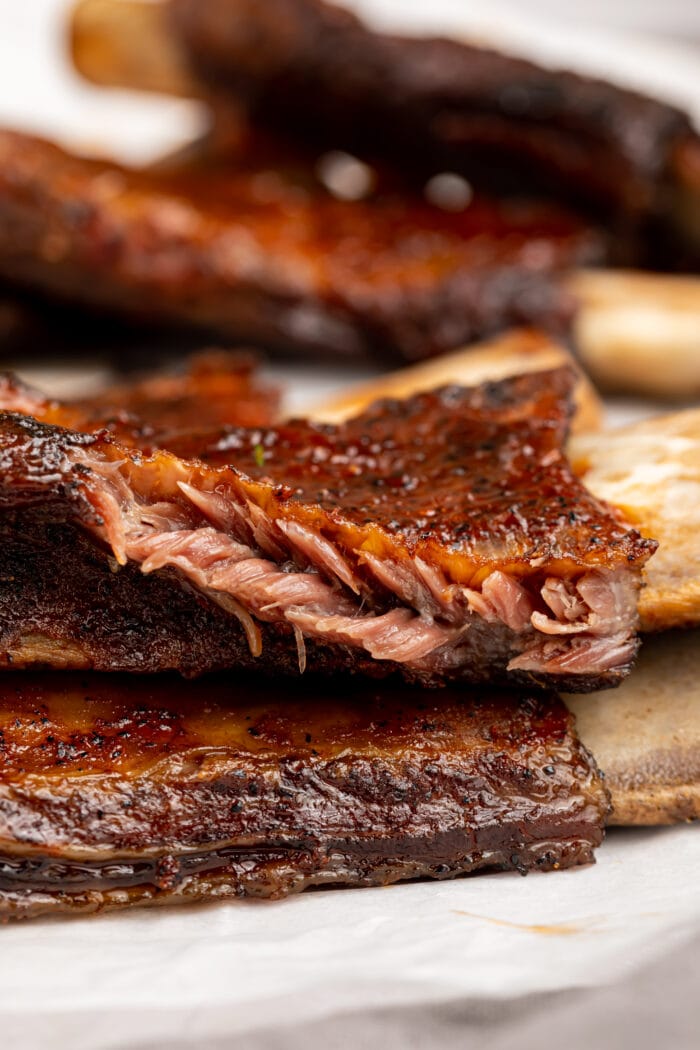 beef back ribs stacked on top of each other