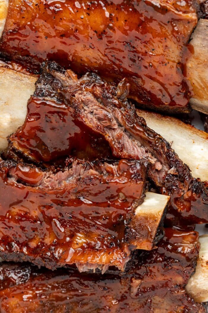 overhead close-up image of beef back ribs