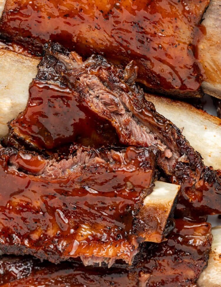 overhead close-up image of beef back ribs