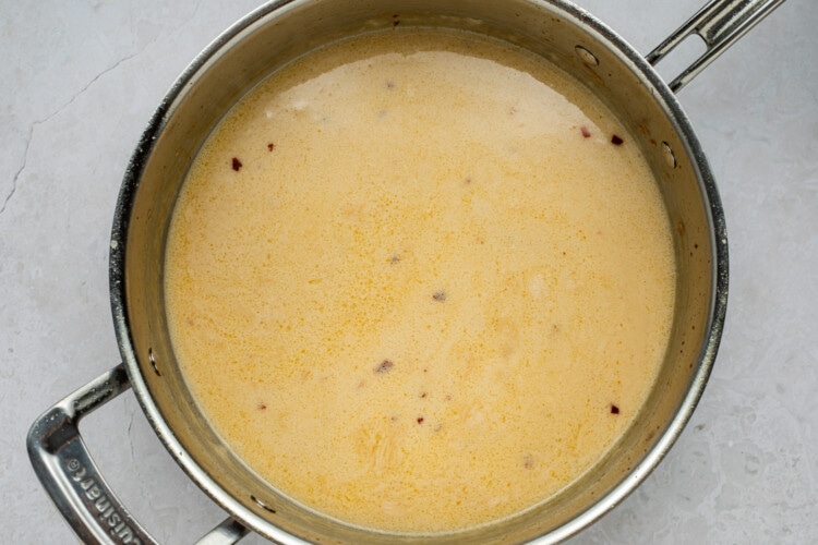 Creamy sauce in large skillet