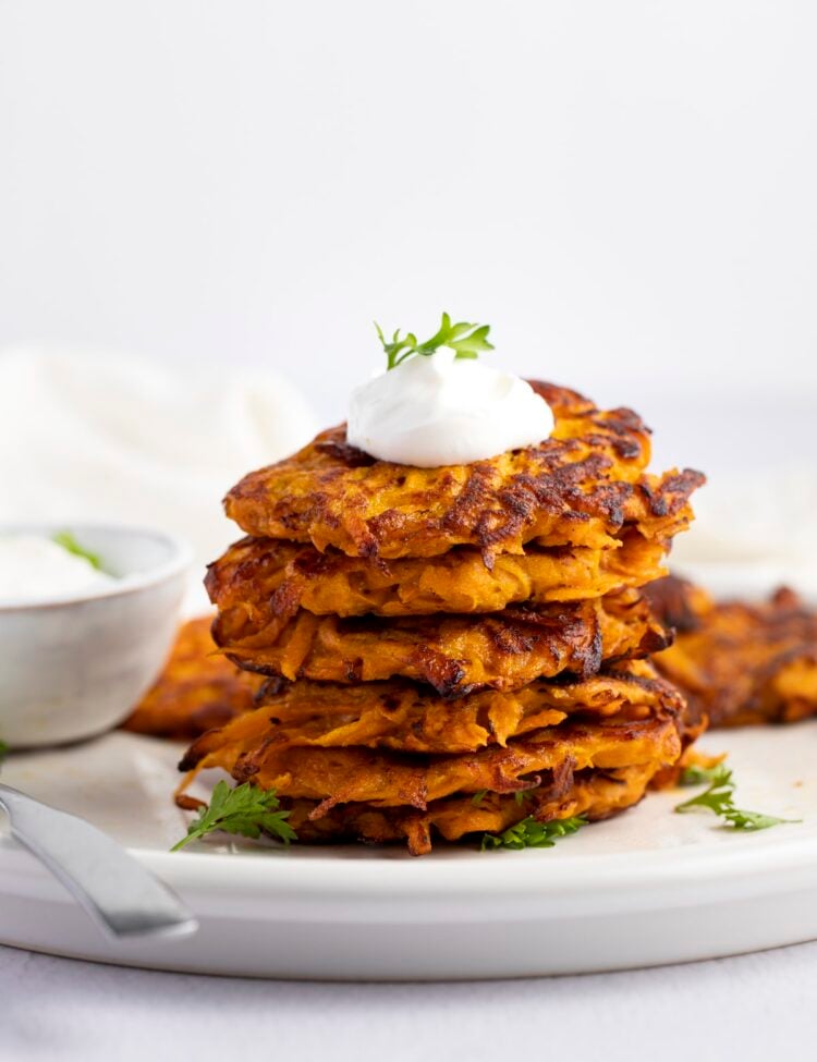 Stack of sweet potato hash browns