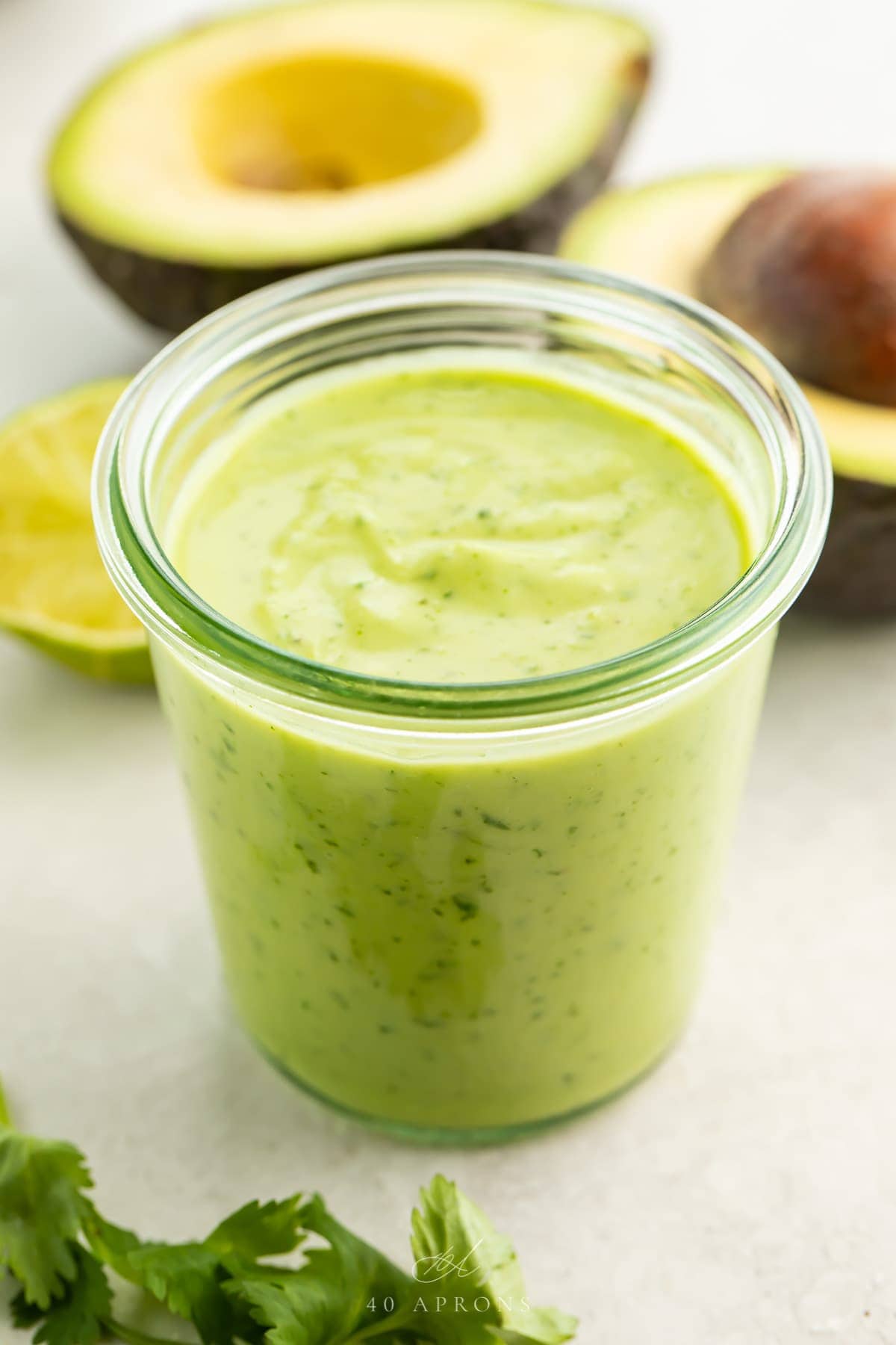 Avocado dressing in a jar