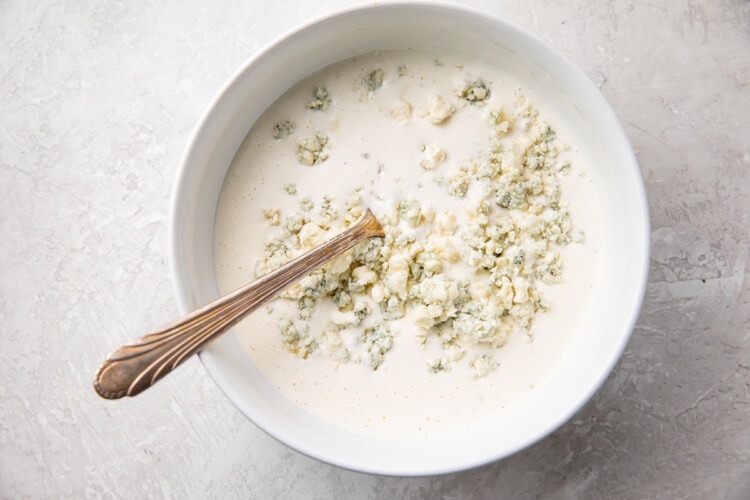Blue cheese dressing in small bowl