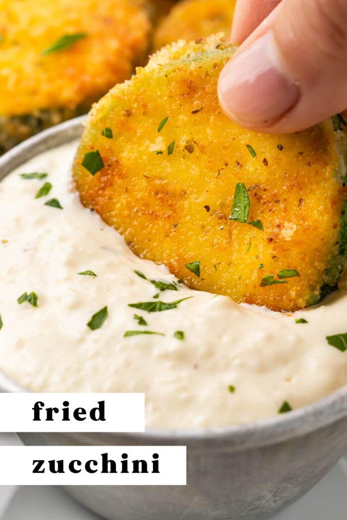 Pin graphic for fried zucchini