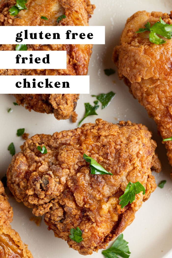Pin graphic for gluten free fried chicken