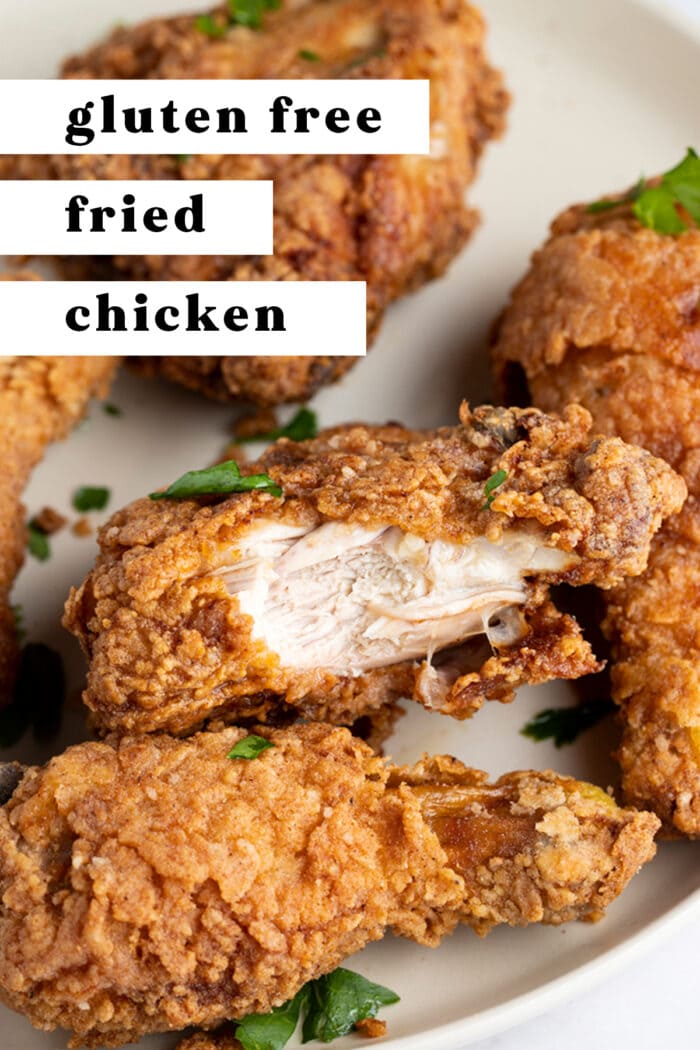 Pin graphic for gluten free fried chicken