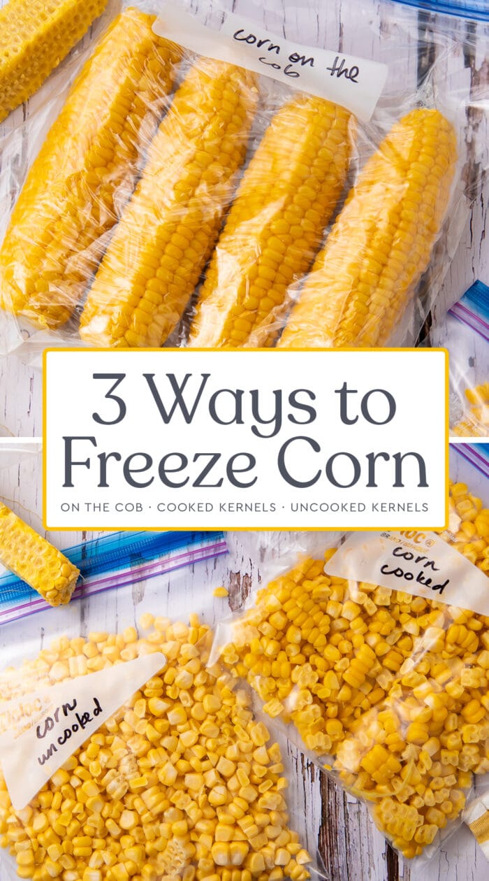 Pin graphic for how to freeze corn