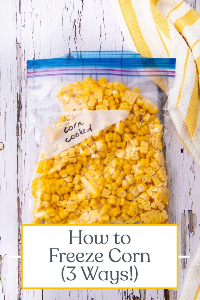 Pin graphic for how to freeze corn