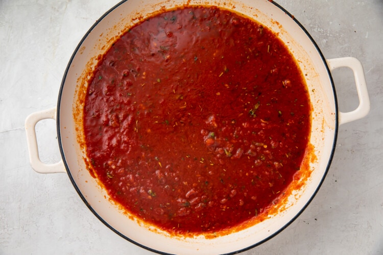 Keto tomato sauce in large skillet