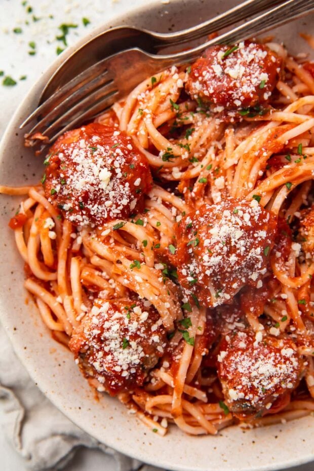 Cheesy Keto Meatballs and Tomato Sauce (No Breadcrumbs) 40 Aprons