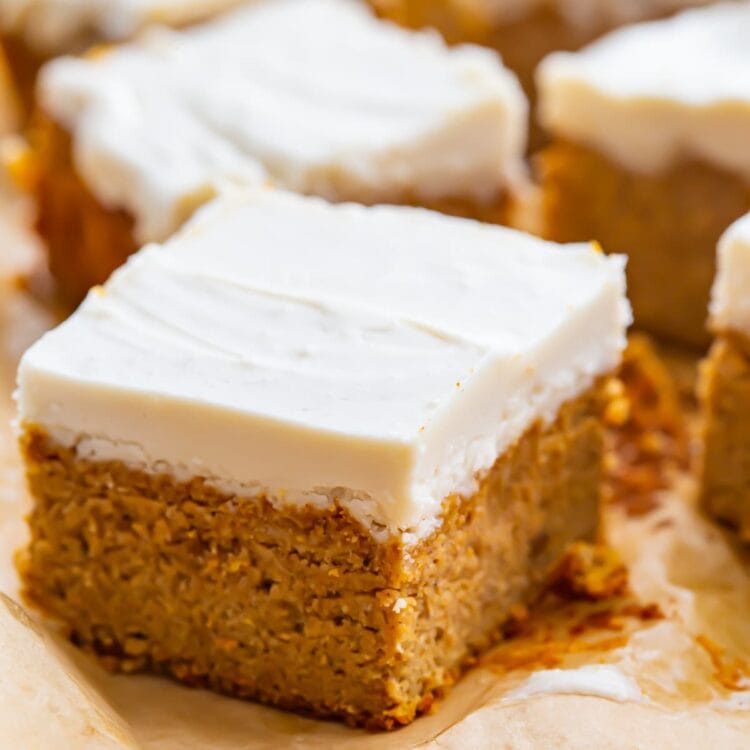 Paleo Pumpkin Bars with "Cream Cheese" Frosting