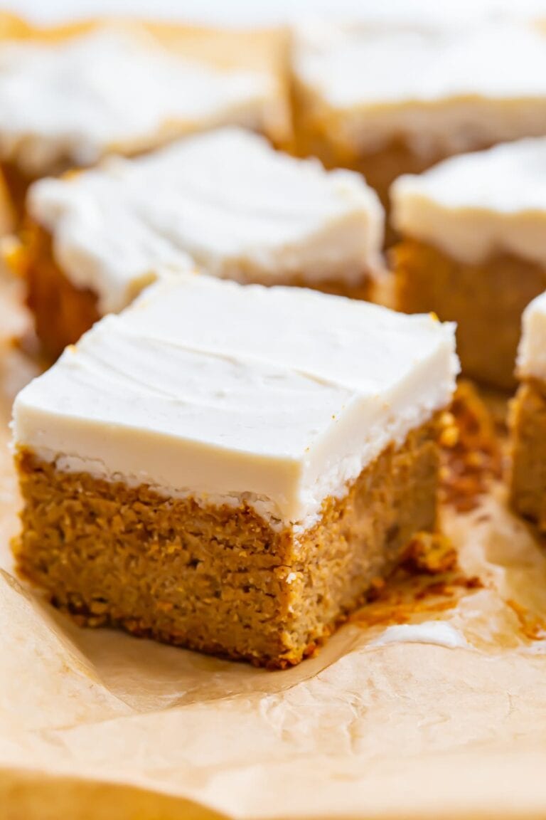 Paleo Pumpkin Bars with “Cream Cheese” Frosting
