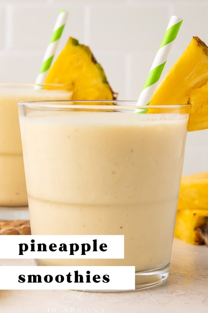 Pin graphic for pineapple smoothies