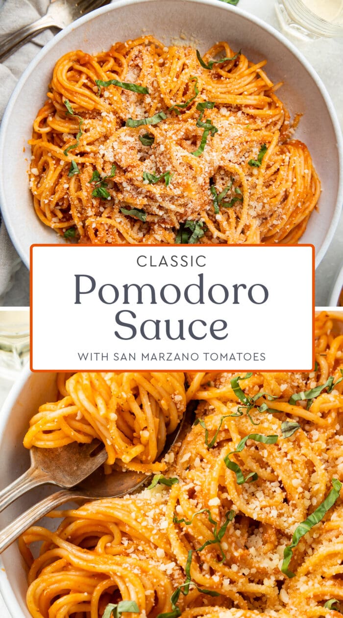 Pin graphic for pomodoro sauce