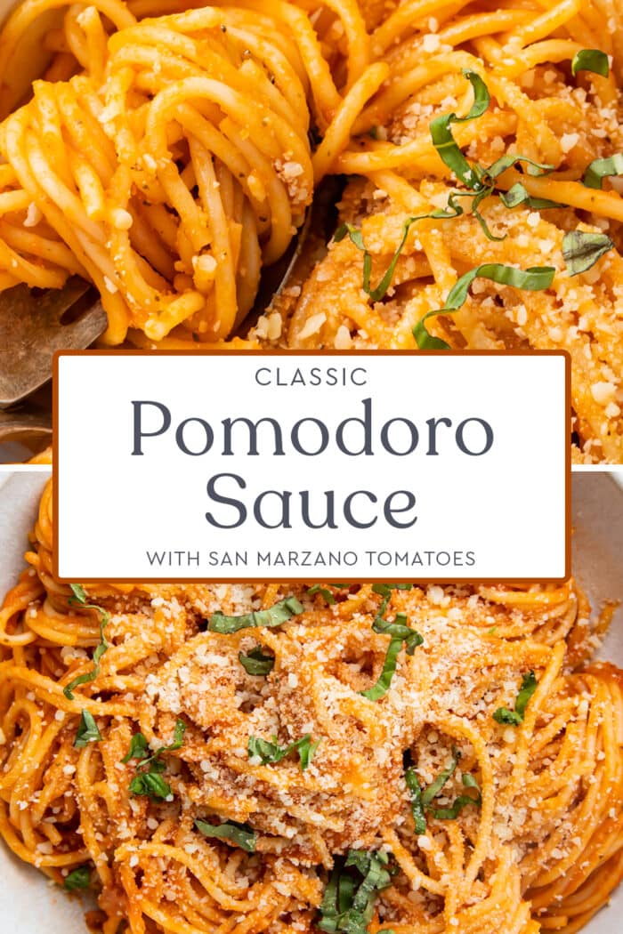 Pin graphic for pomodoro sauce