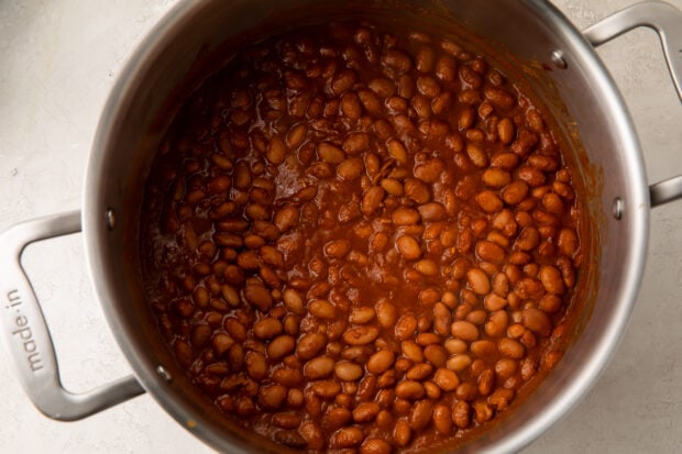 Ranch style beans in tomato puree in large pot