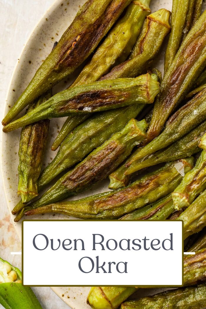 Pin graphic for roasted okra