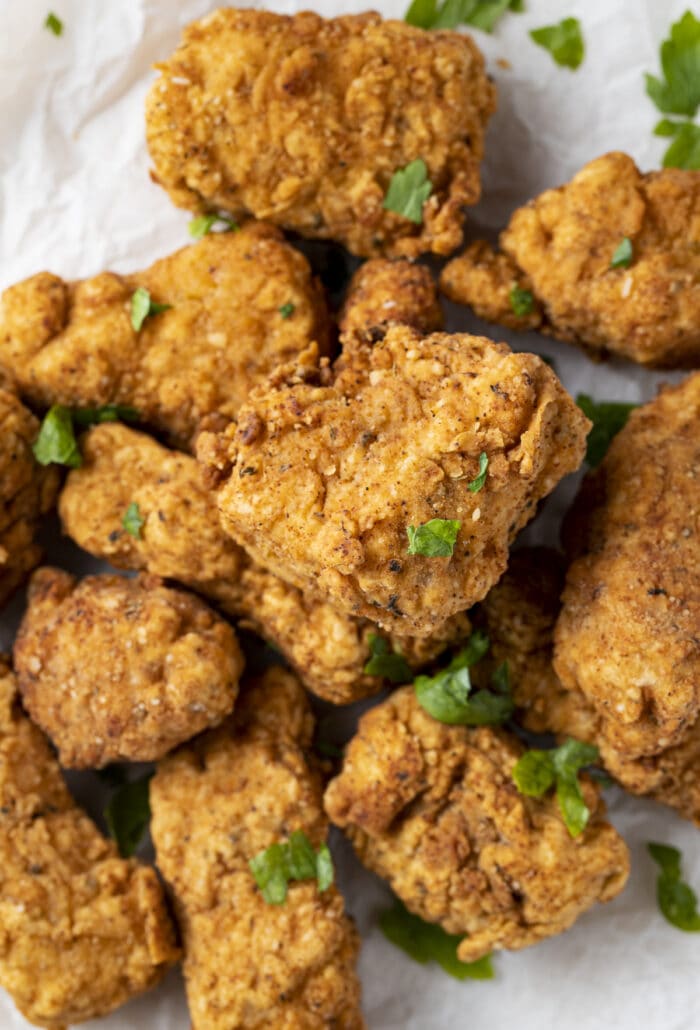 Vegan fried chicken on a plate