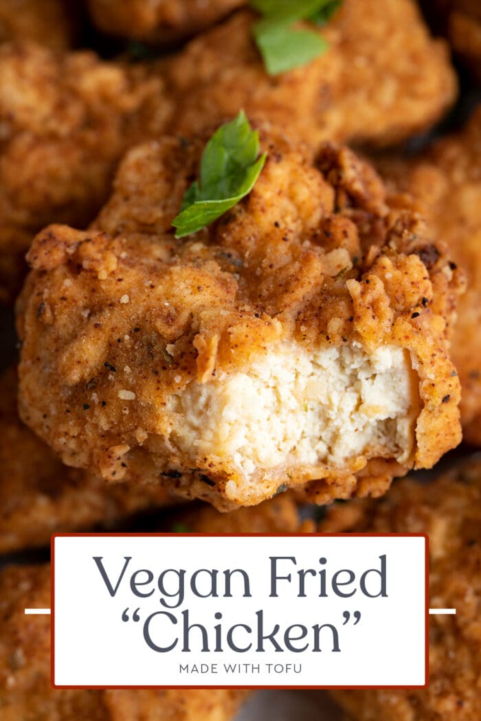 Pin graphic for vegan fried chicken