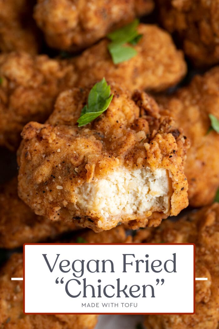 Pin graphic for vegan fried chicken