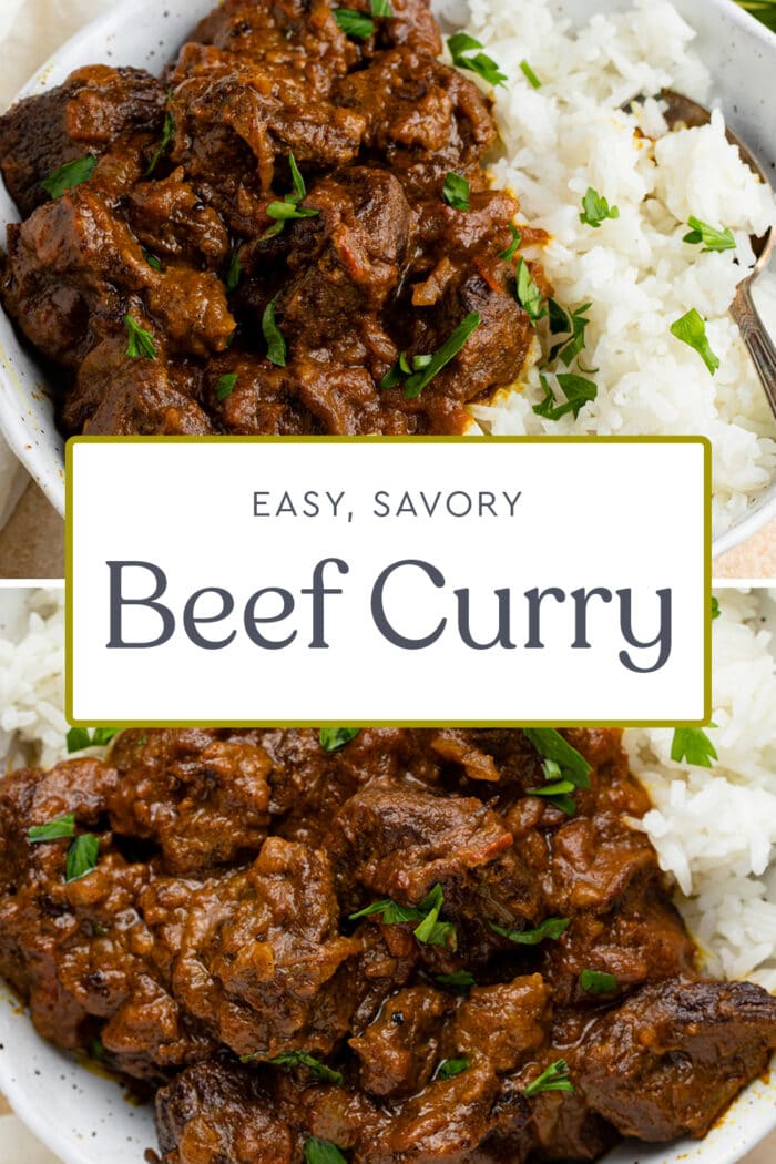 Pin graphic for beef curry