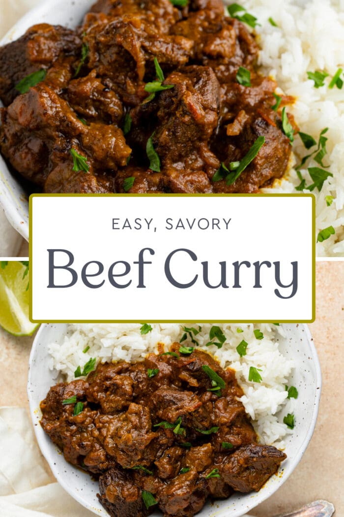 Pin graphic for beef curry