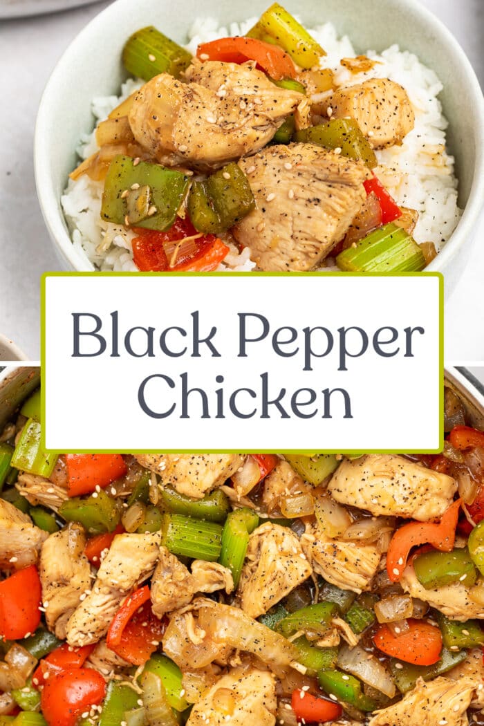 Pin graphic for black pepper chicken