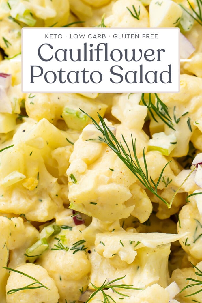 Pin graphic for cauliflower potato salad