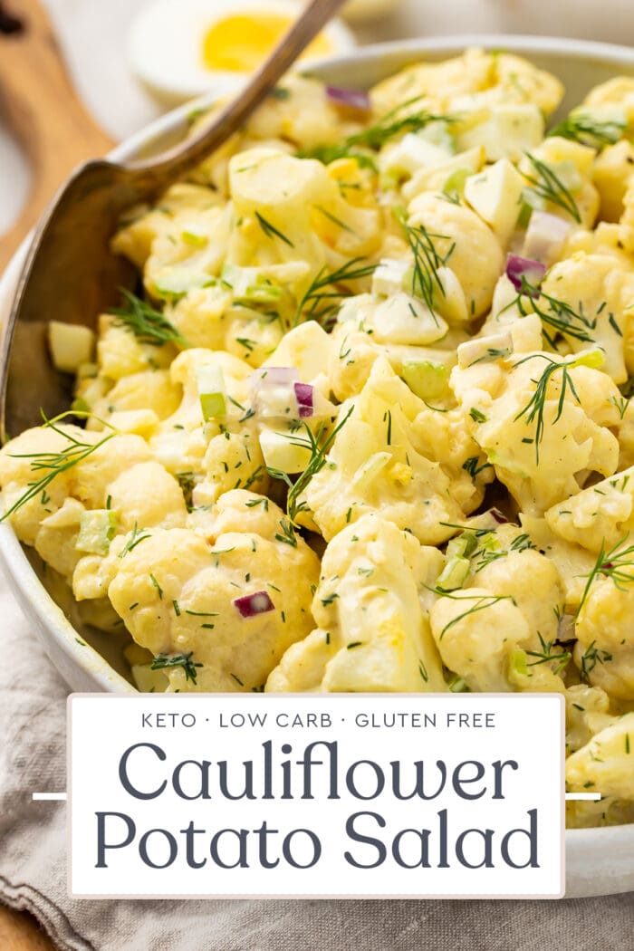 Pin graphic for cauliflower potato salad