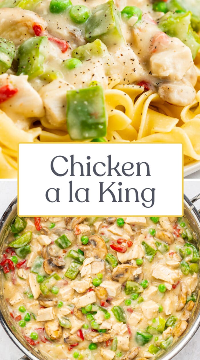 Pin graphic for chicken a la king