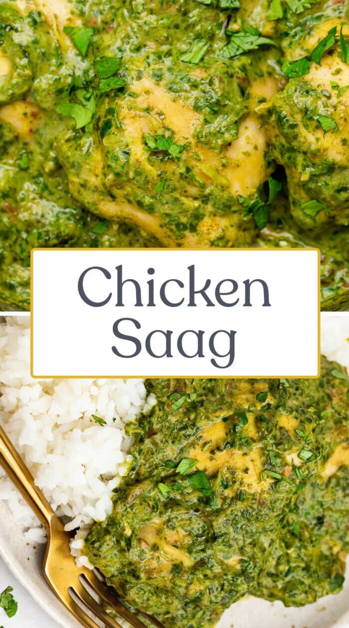 Pin graphic for chicken saag