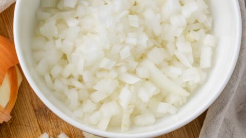 chopped onions in a bowl