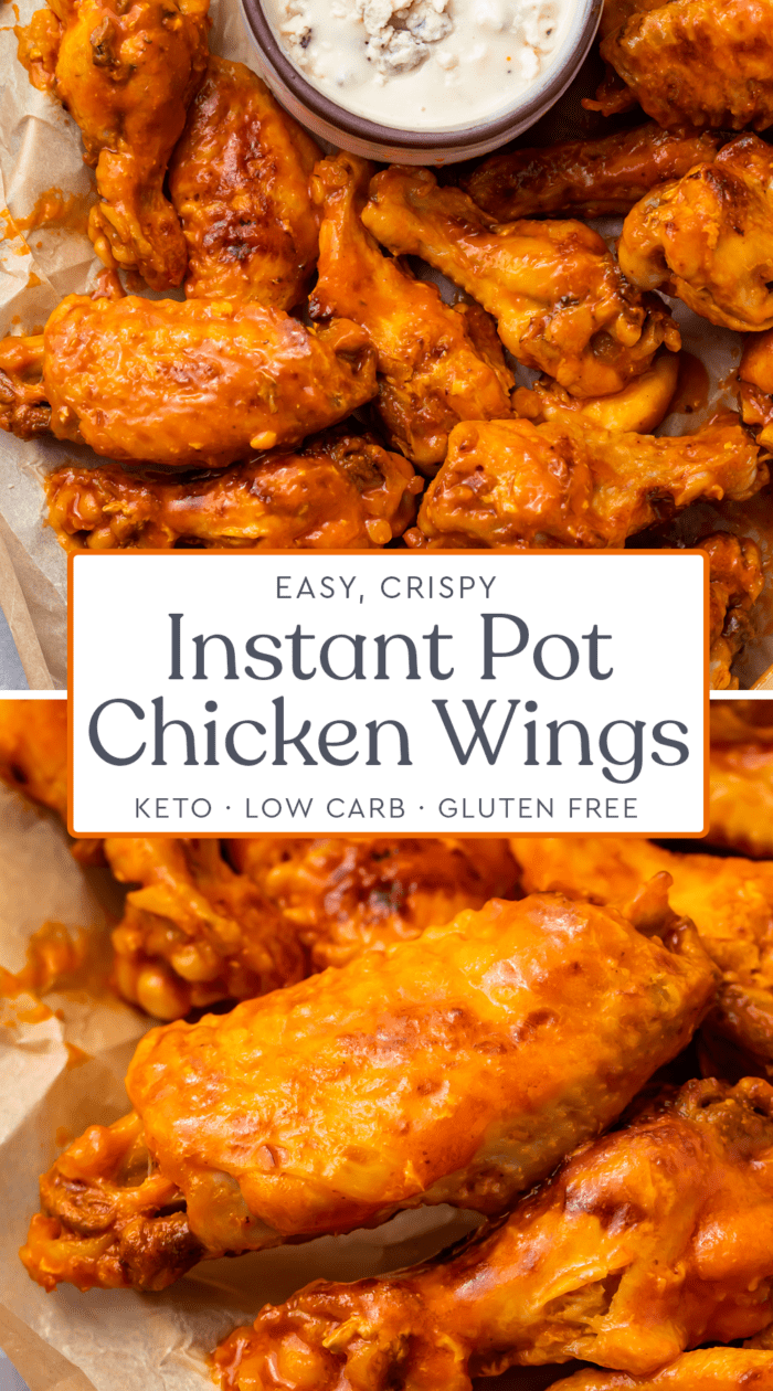 Pin graphic for Instant Pot chicken wings